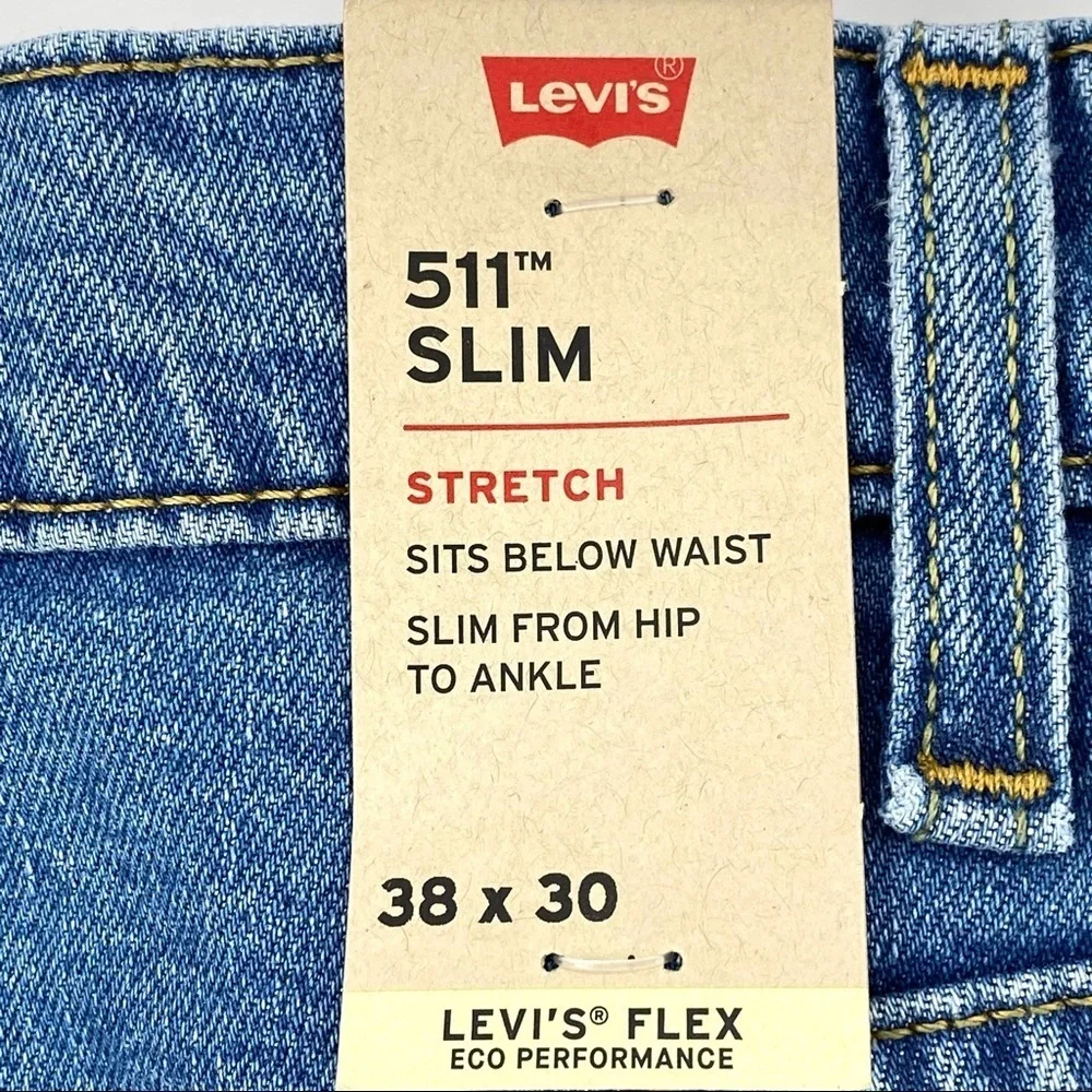 Levi's Men's 511 Slim-Fit Ripped Flex Jeans Blue Wash